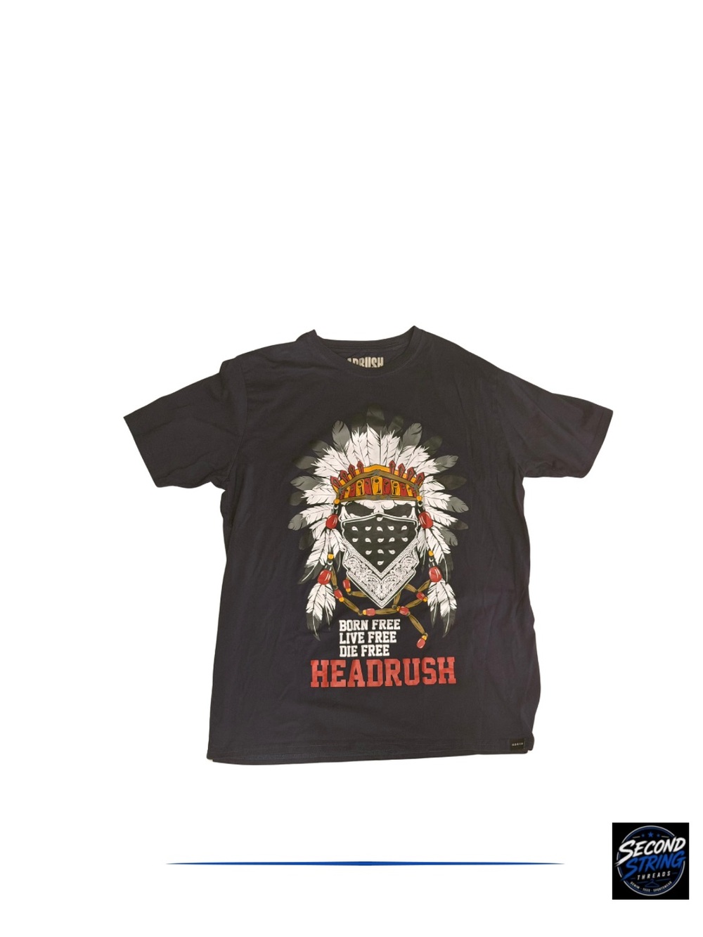 HeadRush Men’s Black Graphic Short-Sleeve Tee - Feather Headdress Print
